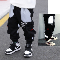 Boy integrated suede thin suede pants spring and autumn children add suede workwear pants Boys handsome and gas baby thickened childrens bottling