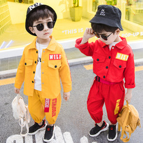 Childrens clothing boys suit 2021 autumn foreign baby clothes childrens overalls spring and autumn childrens two-piece tide