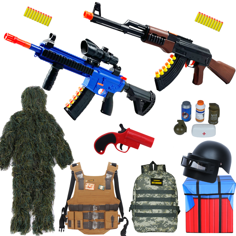 Eat Chicken Toy Triple head suit AWM Soft Bullets Triple pack A M416 child 98K Gilliwear full kit