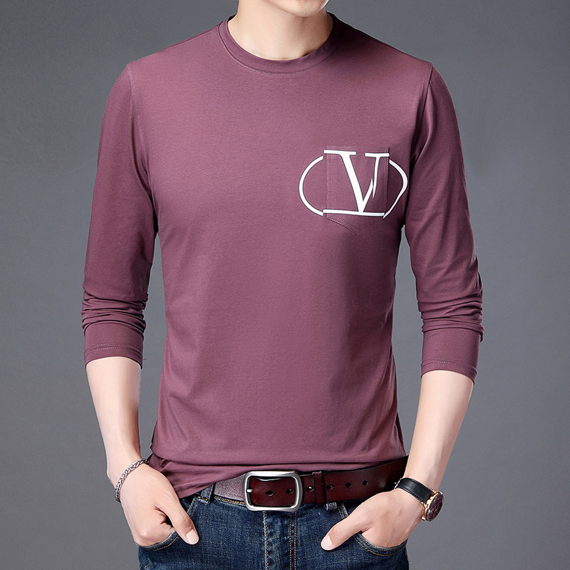 Spring and autumn underwear men's coat-collar thin sleeve-fitted sweater-piece of pure cotton single man can wear autumn clothes