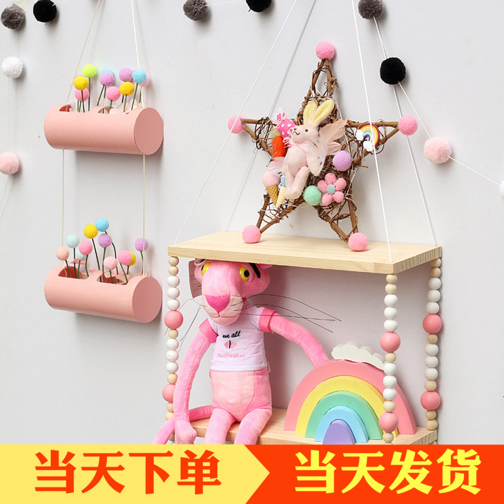 ins style Double-decker decorative partition Word partition Nordic decorative shelf Wall hanging girl heart decoration