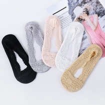 Value 3 5 pairs of lace boat socks female shallow thin section sole non-slip invisible socks female student Korean version of spring and summer thin section