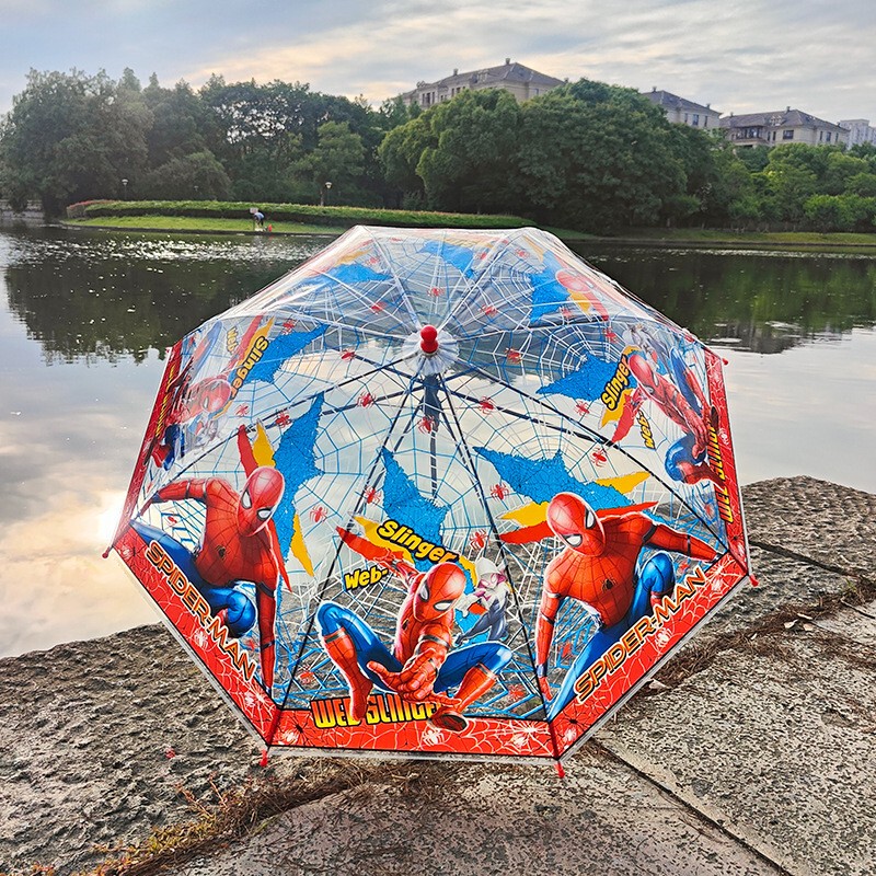 Cartoon Superhero Spider-Man Batman Umbrella Children's Automatic Umbrella Transparent Umbrella Long-Handled Umbrella Rain or Shine Umbrella