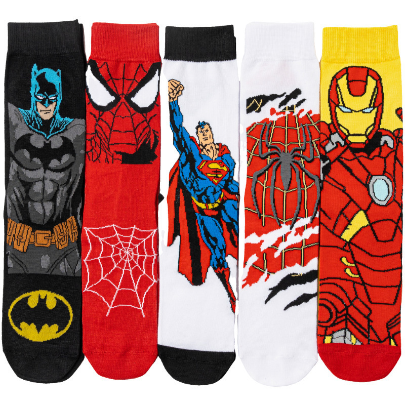 Cartoon Creative Spider-Man Batman Socks Personalized Iron Man Boys' All-Season Mid-Calf Socks Sports Socks Long Socks Cartoon Creative Spider-Man Batman Socks Personalized Iron Man Boys' All-Season Mid-Calf Socks Sports Socks Long Socks