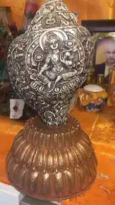 Natural Indian white sea snail Nepal handmade seiko carving green mother Shakyamuni Buddha twenty-one mother