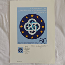 West Berlin 1984 European Ministers of Culture Conference Emblem Limited Edition Large Picture Card Autographed by the Designer