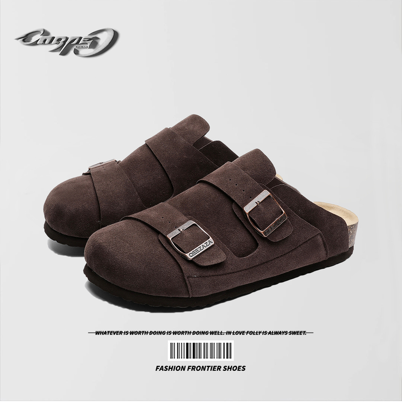 Carpe Diem Niche Closed-Toe Mules with Thick Soles, Birkenstock-Style Shoes for Men and Women, Retro Half-Slip Casual Slippers, Trendy