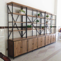 Industrial Wind Retro Iron Art Solid Wood Shelf Bookcase Combination Floor Multilayer Living-room Minimalist Creative Shelf Display Cabinet