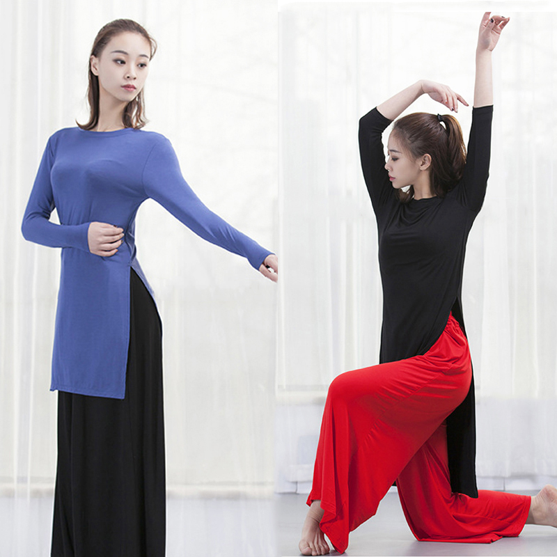 New modern dancewear women's suit for practice, modal, loose, classical folk basic training, long-sleeved bodysuit 