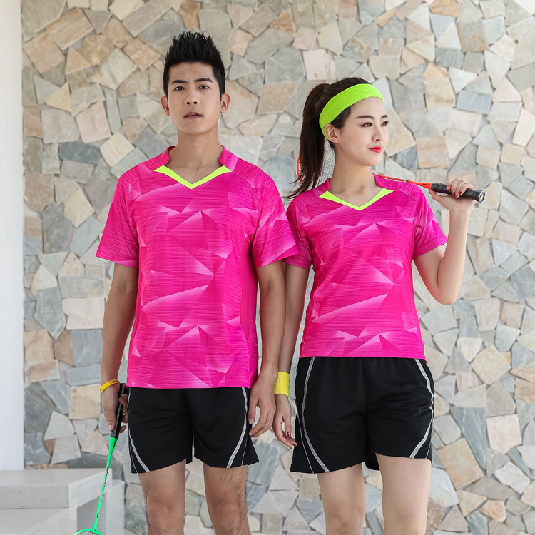 All England badminton clothing short-sleeved suit men and women quick-drying badminton clothing training competition clothing team sportswear rose