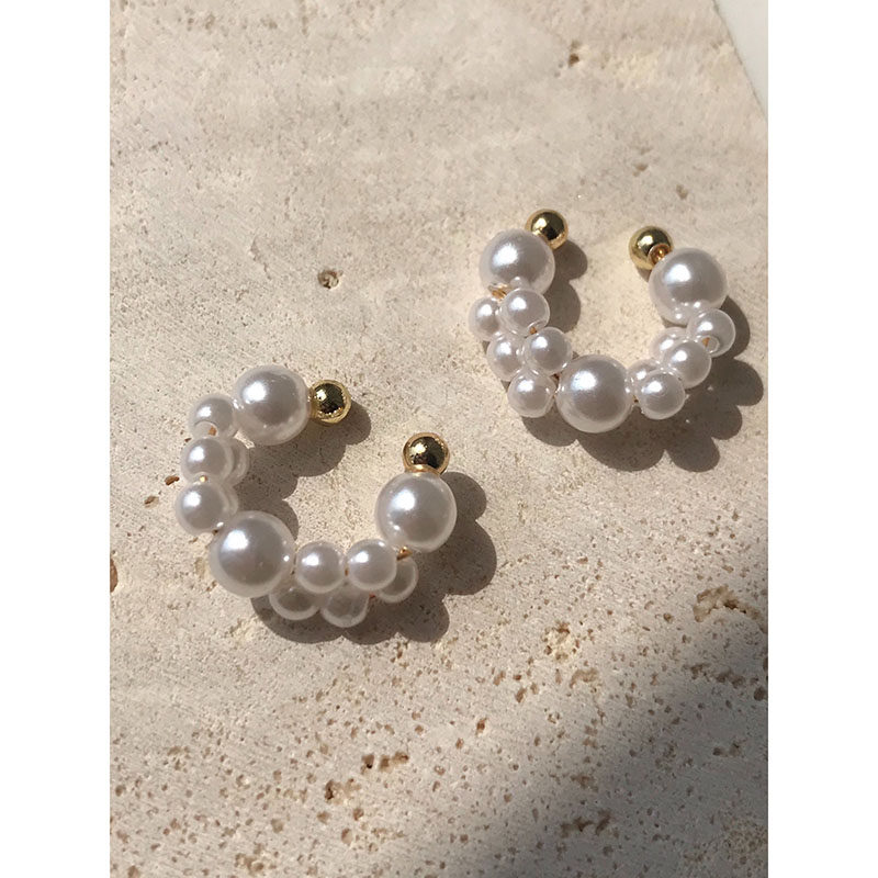 Aunt White 156 geometric C - shaped pearl without pain - free ear clamp temperament compact super fairy earrings without ear holes