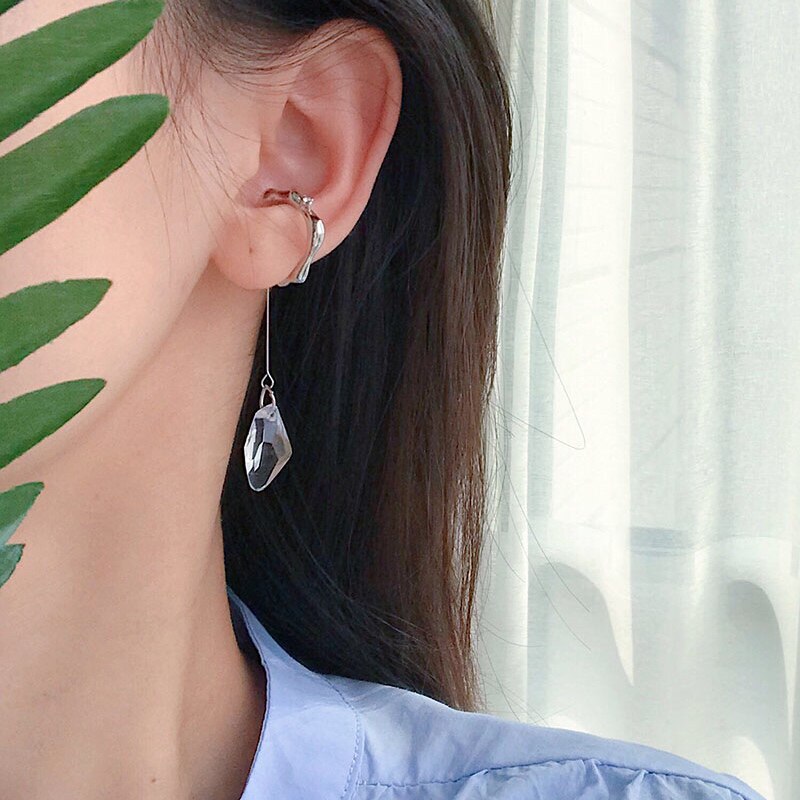 Aunt White 49 Korea cold wind long pendant ear clip with ear hole without ear - decoration