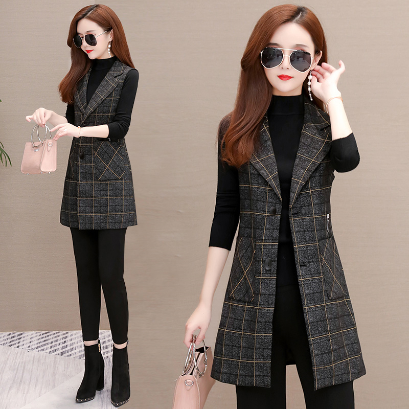 Plaid Vest for Women, Spring and Autumn, Stylish New Style, Mother's Clothing, Large Size, Mid-Length Outerwear Vest Plaid Vest for Women, Spring and Autumn, Stylish New Style, Mother's Clothing, Large Size, Mid-Length Outerwear Vest