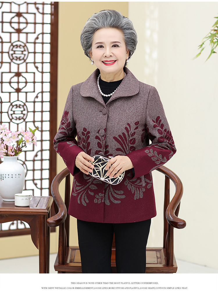 Quần áo bà già bà 60-70-80 tuổi Áo bà mùa thu trung thu và áo khoác mùa đông cho mẹ bộ đồ hai mảnh - Quần áo của mẹ váy cho người trung tuổi