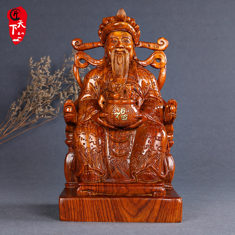 Flower pears wood sculptures Wen Caixity Pendulum Pieces Wood of worship Buddha Polyppot Treasure Solid Wood Red Wood Handicraft