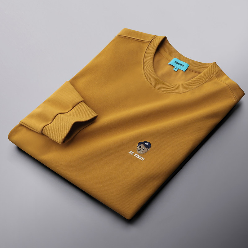 Snatched to just make a trendy round collar thick cotton T men's spring 2022 jacket-head blouses thin casual long sleeve T-shirt