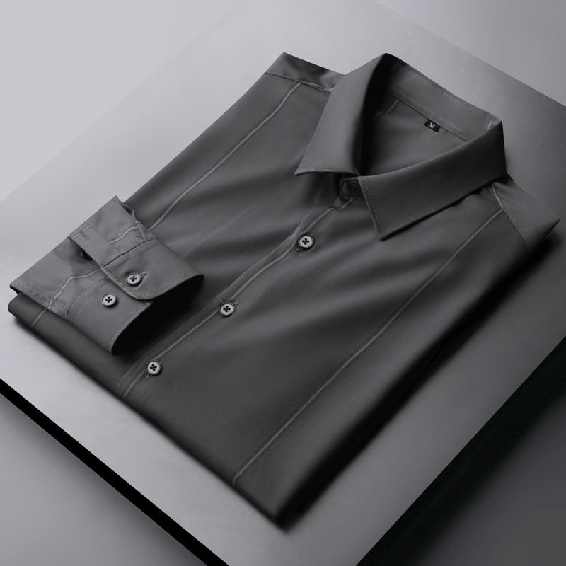 Ultra-value to explosive Smooth Comfort Mercerized Career Shirt Male Long Sleeve Light Business Casual Shirt Striped Inch