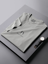 Silk cotton clotheless trace ice wire round-collar short-sleeved T-shirt men in summer to recreate high-end half-sleeved blouse