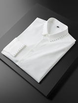 High - level high - level light - luxury - free wrinkle - resistant business casual liner for men with long sleeve - lined stream dress