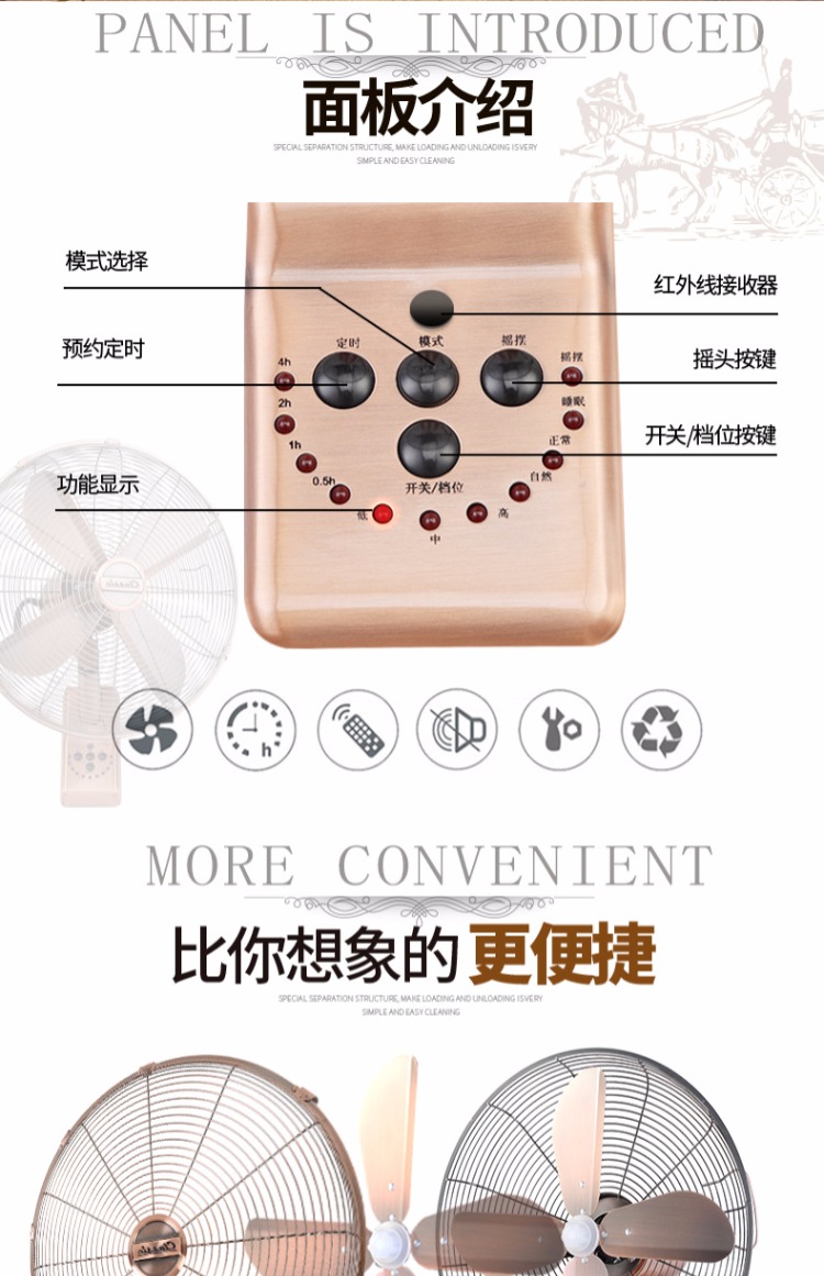 Quạt treo tường retro điều khiển từ xa quạt cổ nhà hàng nhà hàng thương mại treo tường treo tường lắc đầu 16 inch máy làm mát không khí kangaroo