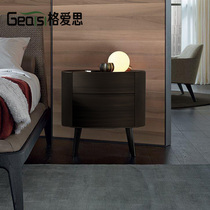 Nordic light luxury ash bedside table simple modern bedside storage cabinet bedroom drawer round locker side cabinet