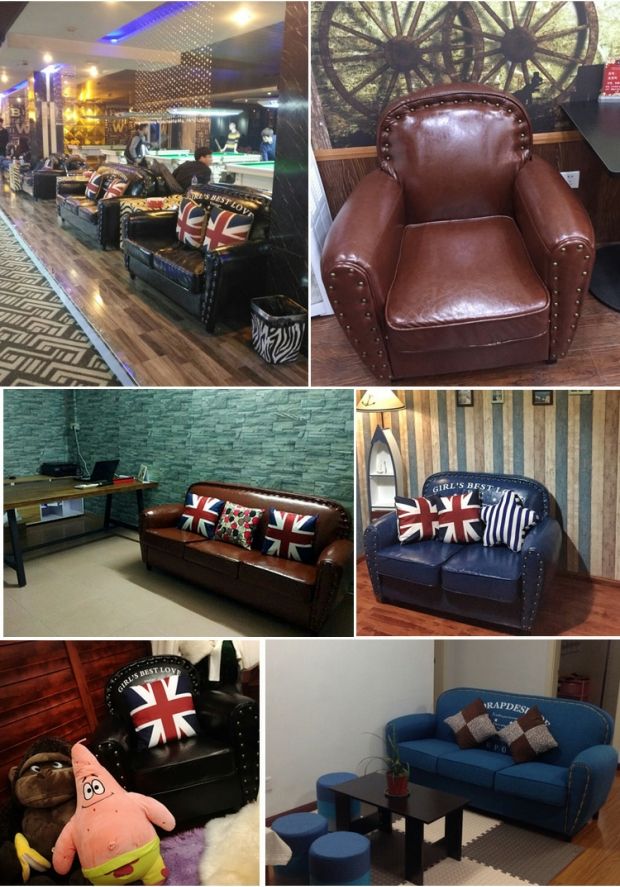 sofa Mỹ châu Âu đơn thanh cafe sofa căn hộ nhỏ vải sofa cửa hàng quần áo cổ điển - Ghế sô pha sofa gỗ nguyên khối