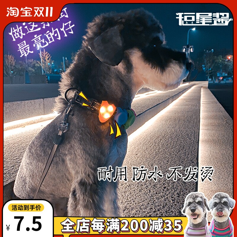 Laroo Leno night pet dog walking lamp anti-lost lamp Schnauzer dog luminous pendant collar pendant luminous
