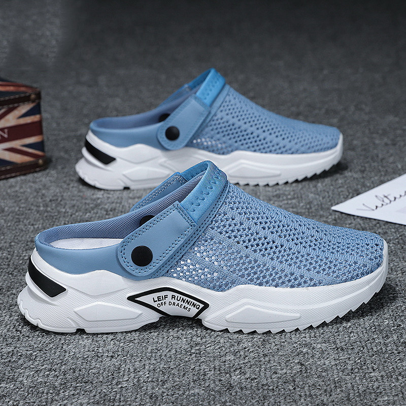 Summer new hole shoes casual all-match Baotou slippers hollow breathable lightweight mesh men's shoes slip on trend