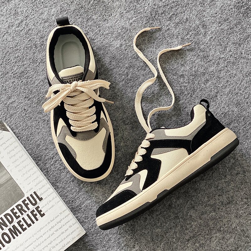2022 autumn new men's shoes color-blocking low top all-match sneakers lace-up sports casual design sense canvas shoes