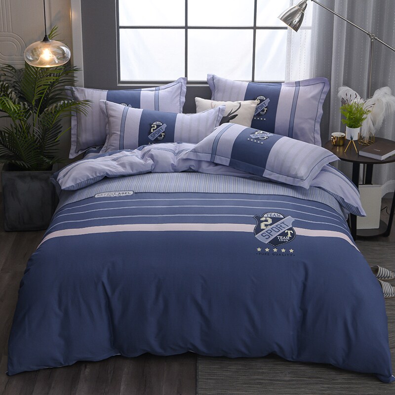 Chinese-style cotton four-piece 100-cotton bed sheet quilt cover simple bedding style autumn and winter 60 bedding 4