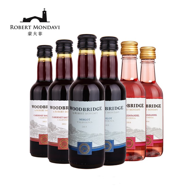 蒙大菲木桥小瓶红酒187ml小支装干红葡萄酒美国小酒迷你6支礼盒装