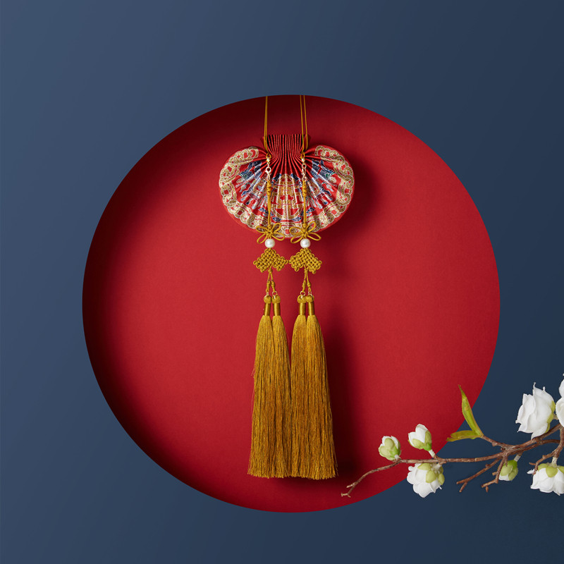 Peach Sunny Creek Restores the Forbidden City Red (Five Valley Funden) 17 Woven Gold Pocketbook pure handmade fragrant sack Han clothes accessories-Taobao