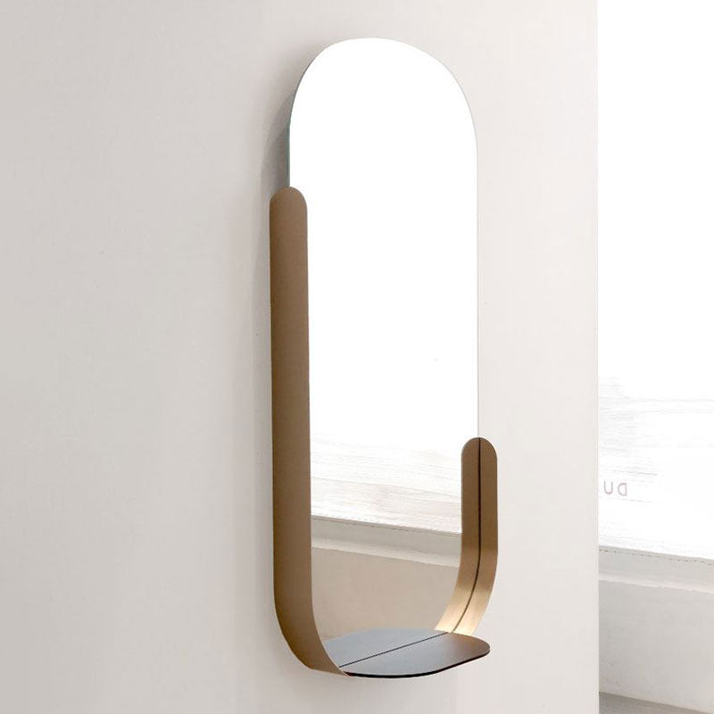 Nordic minimalist brass color hardware bathroom mirror personality decorative mirror creative makeup mirror upscale full-body mirror M447