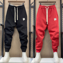 Sports Pants Male Trend Embroidery Kharen Pants Sports Casual Pants Boomer Loose small leggings net red bunches 100 hitch pants