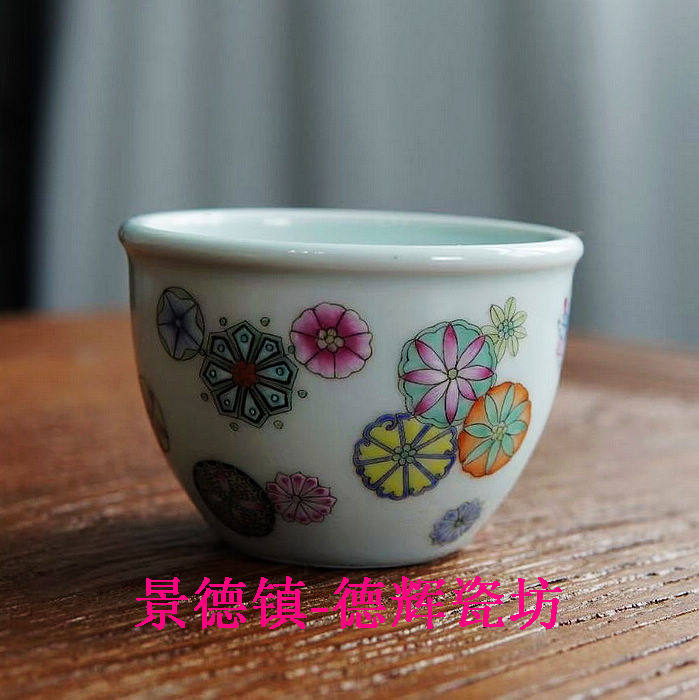 Jingdezhen Cultural Revolution Factory goods porcelain Seiko Pink Painted Leather Ball Flowers Big Cylinder Cup Master Cup New