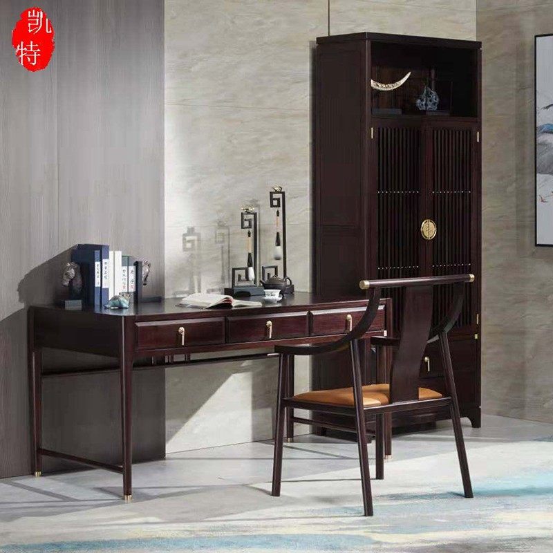 New Chinese desk Zen light luxury modern Chinese solid wood office desk and chair combination study calligraphy desk computer desk