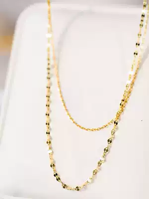 Wing Stardust 18K willow leaf sparkling necklace choker double chain