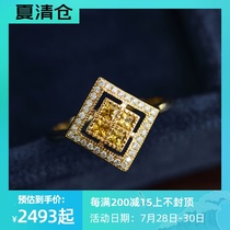 (Wing Jumbo)Daylight 18k yellow gold and diamonds vintage yellow sapphire ring shows slender hands