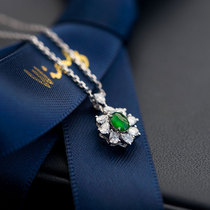 Wing｜Lingji 18k diamond-set natural a-goods emerald necklace High Bingyan Green Imperial green