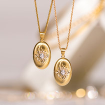 Wing 18K gold brushed inlaid diamond Pendant without chain Oval Gold Coin Neck Ornament Womens Gift Trevi Fountain