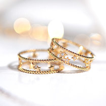 Wing｜Star River 18k plain gold full diamond ring Star light and shadow fairy tale world will fall in love with appreciating hands