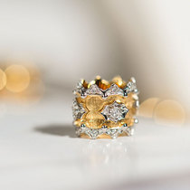 Wing｜Sicilian 18k gold and diamond Butcherati style pendant Romantic exquisite color separation carving