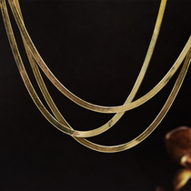 Wing (special) sparkling gold fire Snake Bone Necklace 18k gin gold 40 45cm