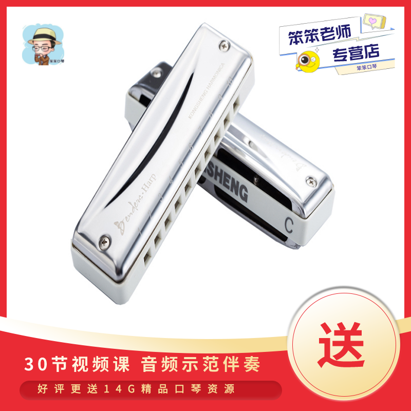 Black and white ten-hole blues harmonica benders harp adult children beginner entry practice professional