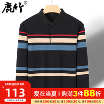 100% Pure cotton men polo shirt in old age turtlenecks Long sleeves T-shirt 2022 Spring autumn season new middle-aged dads