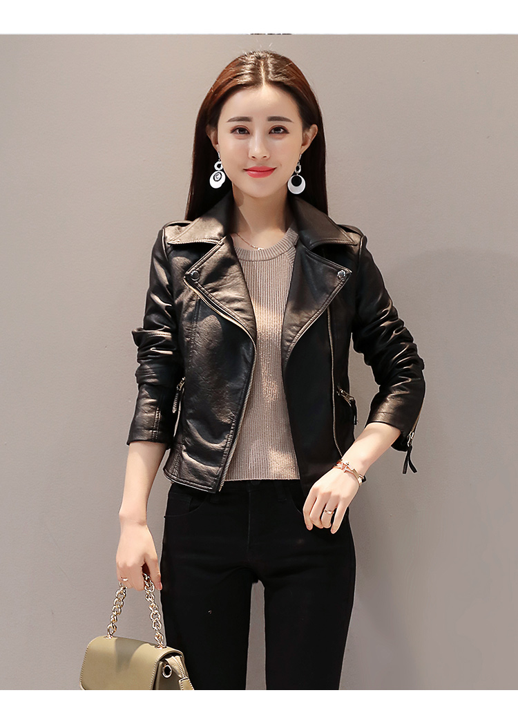 Xuân 2018 mới nhỏ da nữ ngắn sinh viên Hàn Quốc phiên bản áo khoác mỏng da pu mỏng nữ áo khoác ngắn - Quần áo da áo da nữ xịn nhập khẩu