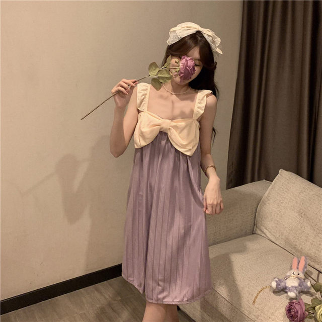 Camisole nightgown ສໍາລັບແມ່ຍິງ summer ບາງຝ້າຍບໍລິສຸດ 2022 ອິນເຕີເນັດໃຫມ່ສະເຫຼີມສະຫຼອງ sexy Princess ແບບ pajamas ເຮືອນໃສ່