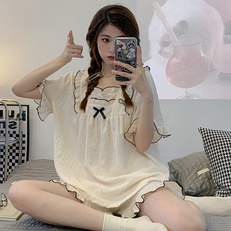 Summer Princess Style Pajamas for Women 2025 New Short-Sleeved Cute and High-End Can Be Worn Outside Summer Home Wear Set