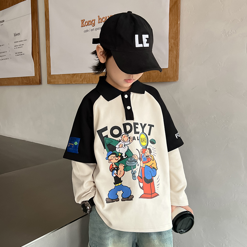 Boys' Polo Shirt Long-Sleeved Spring and Autumn Style Children's Clothing Cool Boy Base Shirt Sweatshirt Big Kids Autumn T-Shirt Top t Boys' Polo Shirt Long-Sleeved Spring and Autumn Style Children's Clothing Cool Boy Base Shirt Sweatshirt Big Kids Autumn T-Shirt Top t