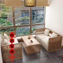 Tea House tea table and chair new Chinese sofa combination hotel lobby table club Teahouse restaurant box card seat